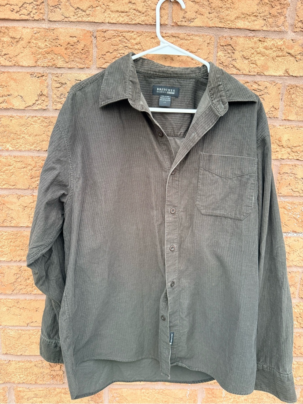 4/$25 • Britches Olive Green Corduroy Button Down Shirt